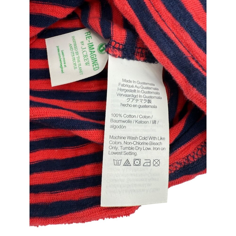 J. Crew Striped Casual Blue Red Cotton Tie Waist Nautical Preppy Shirt Dress LG - Picture 12 of 15